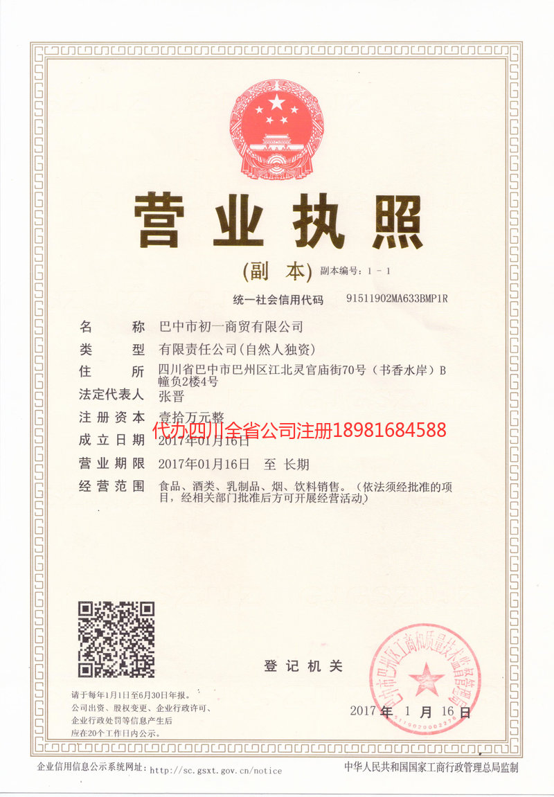 遂宁遂宁初一商贸有限公司